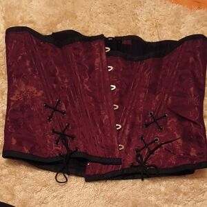 Elegant Burgundy Corset with Black Accents